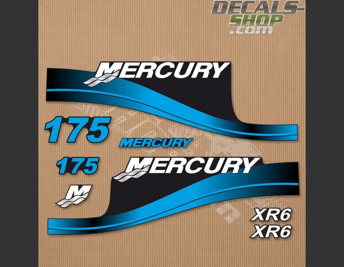 Mercury 175HP XR6 Outboard Decal Kit BLUE Mercury 175HP XR6 Outboard Decal Kit BLUE